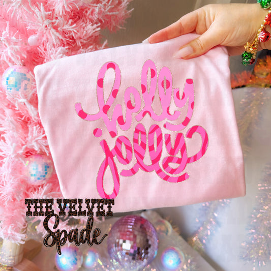 PINK HOLLY JOLLY TEE